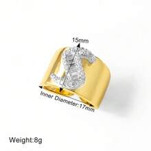 Chunky CZ Crystal 26 Letter Rings For Women Gold Silver Color Wide Rings Initial Jewelry Party Gifts