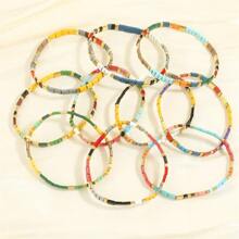 1pc Bohemian Style Colorful Glass Bead Bracelet, Perfect Gift For Men And Women