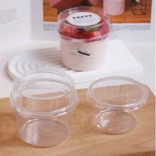10pcs Reusable Cake Cups With Lids, Durable Non-Breakable Yogurt, Coconut Milk, Pudding, Oatmeal Cups, Cream Cake Boxes, Transparent Dessert Cups, Suitable For Cakes, Mousses, Cupcakes, Ice Cream, 6.5*7.5cm/5*6cm Two Sizes