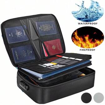 Bolso Faraday a prueba de fuego con cerradura, resistente al calor, de 3 capas con múltiples bolsillos, gran capacidad de almacenamiento, cremallera, caja organizadora portátil para viajes y hogar para guardar efectivo, portátil, archivos, certificados, regalos, etc. Ideal para volver al colegio.
