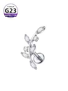 CatDObo 1Pc G23 Titanium Labret Ear Tragus Earring Stud Internally Threaded Zirconia Lip Rings Cartilage Helix Piercing Body Jewelry 16G