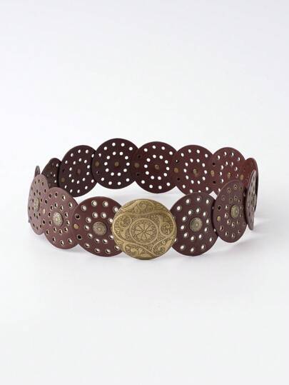 1pc Vintage Rivet Embellished Belt, Punk Y2K Style