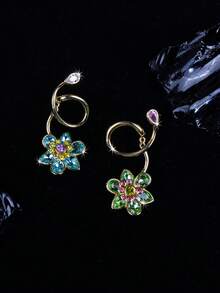 oudina 3 件彩色花卉方晶锆石首饰套装，适合女性日常佩戴 - 彩色的 - 查看 8