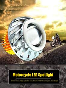 1 pezzo Faro a proiezione universale per motocicletta con luce a LED a doppio occhio da angelo e demone, lente faro per moto, luce ausiliaria per atmosfera