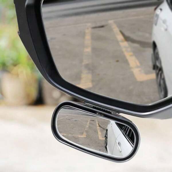 1 oglindă auto rotativă pentru unghi mort la 360°, oglindă multifuncțională de asistență pentru mers înapoi, oglindă rotativă pentru unghi mort, oglindă universală rotativă pentru unghi mort auto, reducere a unghiului mort, instalare ușoară, îmbunătățește vizibilitatea și siguranța