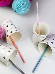 10/50/100Pcs Iridescent Paper Straws Glitter Straws, Drinking Well Crafted Straws For Juices Shakes Birthday Wedding Baby Shower Decoration Mermaid Party Event Supplies, Graduation Party Supplies, Birthday Wedding Bridal,School Supplies - Multicolor - View 6