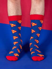 Warner Bros 1Pair Of Hero Super Cartoon Animation Socks For Men, Novel, Fun, Happy And Crazy Socks For Christmas And Halloween, Suitable For Gifting At Parties - Multicolor - View 2