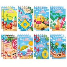 Crab Themed Spiral Notebook, Vertical, Portable, Suitable For Students, Gift, Summer, Pool