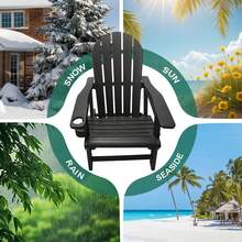 Adirondack Chair,Patio Chair With Cup Holder, Plastic Recliner Chair Without Screws Install, All-Weather HDPE Comfortable Se For Deck,Garden,Backyard - màu đen - Xem 7