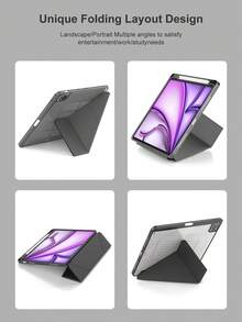 纯色Y型折叠式保护套，兼容iPad 11（A16 2025），多角度支架，笔槽，亚克力后盖，防弯折，磁吸式自动休眠/唤醒功能，适用于iPad第十代（2022），包含镜头保护膜，也适用于iPad Air 4/Air 5/Air 11（M2）/Air 11（M3）2025、iPad第七/八/九代（10.2英寸）以及iPad Pro 11（2018、2020、2021、2022），PU皮革材质，黑色