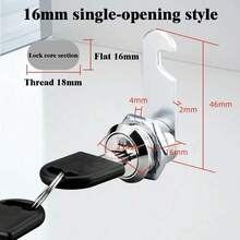 1件/2件凸轮锁，带2把钥匙，单螺栓型，适用于抽屉、文件柜、金属储物柜、木制橱柜、衣柜、储物柜