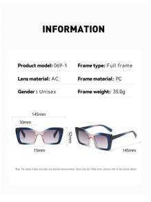 1pc Women's Fashion Square Glasses, High Quality Gradient Frame, Street-Style PC Temple, Spring-Loaded Legs, Versatile & Vintage For Daily Wear
