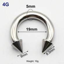 1 Piece Unique Spike 10G~00G Large Size Circular Horseshoe Ring Earweight Internally Threaded 316L Stainless Steel Nose Piercing Septum Ring Men Tunnels And Plugs Heavy Cone Lobe Piercing Ear Jewelry