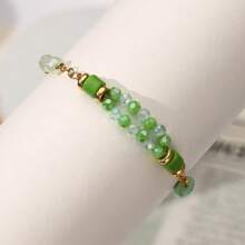1 pieza Nuevo brazalete asimétrico de piedra natural, brazalete de cadena de cereza y vidrio para mujeres