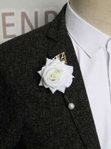 4 teiliges Set Elfenbein Rose Kombination elegante Corsage für Hochzeit, Party, Gastgeber