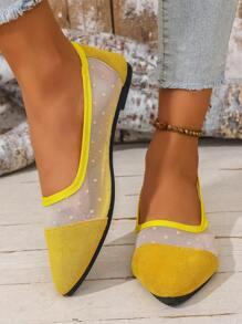 Women's Breathable Mesh Pointed-Toe Loafers With Color Block, Comfortable Minimalist Modern Stylish Casual Outdoor Versatile Flat Shoes (Size Runs Small, Suggest Ordering One Size Up)