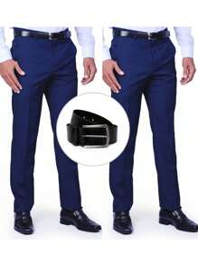 Kit 2 Premium Oxford Men's Dress Pants + Elegant Belt