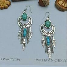 1 Paar Ohrringe im Vintage-Stil mit Türkis-Einlage, geeignet für den täglichen Gebrauch von Frauen