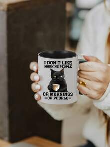 1pc Creative Cute 11oz 330ml Ceramic Cup, Wide Mouth Coffee Cup, Suitable For Outdoor Camping, Picnicking, Travel,Reusable,Birthdays & Holidays, Hand Wash Only,Coffee Bar Accessories, Back To School,Summer Water Bottles,Suitable For Both Cold And Hot Drinks, Perfect Father's Day Gift For Coffee Or Tea, Tea Mug