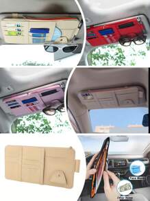 Car Sun Visor Card Holder, Car Storage Hanging Bag, Suitable For Storing Documents, Bills And Other Small Items Of The Document Bag, Multiple Card Slot Design, Easy To Take, Simple Installation For Women Storage Organizer Travel Essentials Back To School Dormitory Storage