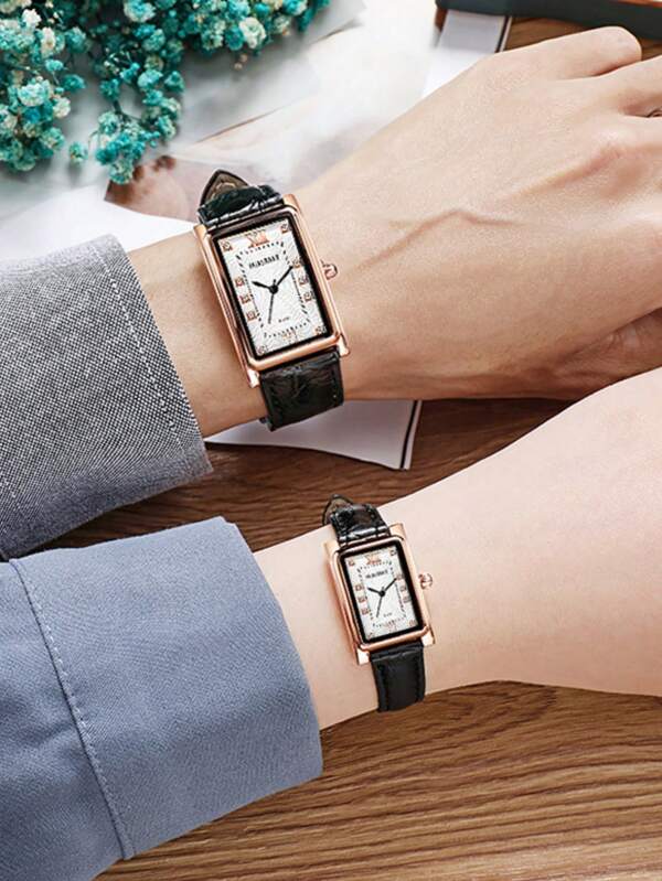 1 par de relojes de pareja personalizables con correas en estilo casual - El regalo perfecto para los enamorados