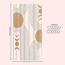 1/4pcs Boho Gold Sun Design Shower Curtain Set, Polyester Waterproof Bathroom Decor Curtain, Easy Clean With Hooks, Fashionable Door/Window Curtain, Washable Back To School - Beige - View 16