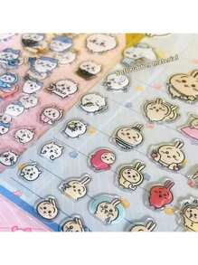 1 pieza Pegatina Hachiware Usagi Pegamento creativo estéreo Pegatina decorativa linda para computadora con pegatinas decorativas DIY, muy adecuada para festivales, fans, escuelas y regalos, juegos de niños y niñas, pegatinas de anime, pequeños regalos(estilo aleatorio)