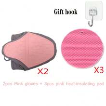 قفاز خبز متعدد الوظائف من السيليكون مع وسادة عازلة للحرارة - قفاز مطبخ مضاد للحرق مناسب للأطباق والصواني والأطباق - إكسسوار ضروري للمنزل