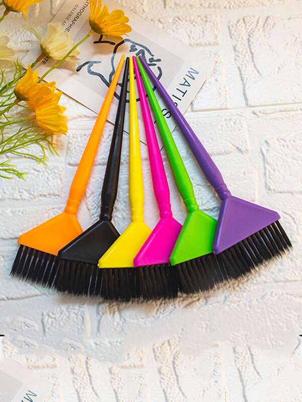 Set de 6 piezas de brochas de colores para teñir el cabello, brochas de salón para resaltar, colorear, limpiar y cuidado con aceite de parafina, esenciales para volver al colegio, viajes y vacaciones, accesorios para el cabello para mujeres