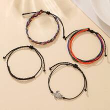 4 Stücke Set ozeanblau gewebtes Armband Set