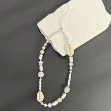 1 buc. Șnur de telefon decorativ cu scoici în stil boem, mărgele de lut și perle artificiale, cadouri pentru mamă, familie, prieteni, ziua de naștere, pandantiv de telefon de sărbători, lanț de telefon