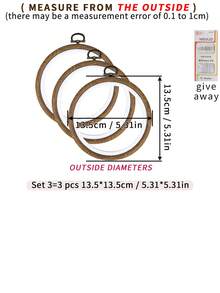 3 قطع إطارات تطريز خشبية بنية مزخرفة على طراز قديم، متوفرة ب- 7 أحجام، مصنوعة من ABS و PVC مع خطافات معدنية للتعليق، مناسبة لديكور المنزل والجدران وزينة عيد الميلاد وعيد الهالوين، إكسسوارات للهاتف والحقيبة والملابس، ديكورات للمكتب والسرير، زينة معلقة للسيارة، تأتي مع 16 إبرة