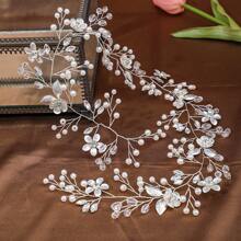 Diadema de flores de perlas tejidas a mano, cinta para el cabello con estilo Boho Mori, accesorios para vestido de novia