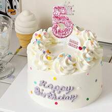 New Alloy Crown Decor 0-9 Digit Candles, Birthday Cake Decoration, Party Candles, Atmosphere Party Supplies, Romantic Party Supplies, Birthday Candles, Personal Party, Graduation Party, Halloween, Christmas, Birthday Party, Etc. Cake Decoration, Baking Decoration, Creative Digital Birthday Candles, Birthday Cake Decoration Candles, Valentine's Day Decoration, Suitable For 1 Year - 100 Year Old Birthday Party Cake Decoration - Pink - View 7