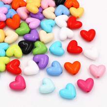 100 件/17 毫米 3D 亚克力心形珠 - 红色、黑色和多种颜色 - 光泽闪亮的活力心形工艺用品，适用于 DIY 珠宝制作、项链、耳环、手链、钥匙扣、手机挂件、吊坠 - 手工串珠、简约风格、耐用光滑质地 - 情人节、圣诞节、礼物、女士、手工艺人、时尚配饰、串珠套装、珠宝配件、工艺套件 - 彩色 - 查看 16