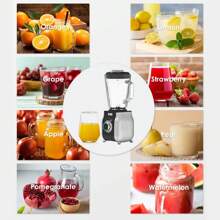 Feizsmile 1 pieza Licuadora silenciosa de 300W, procesador de alimentos, juguera, equipada con jarra de vidrio de 1.5L, vaso de plástico y taza moledora, diseño innovador y moderno, tres ajustes de velocidad, adecuada para hacer batidos, smoothies, jugos, fácil de limpiar, ¡un imprescindible para cocinas caseras casuales!
