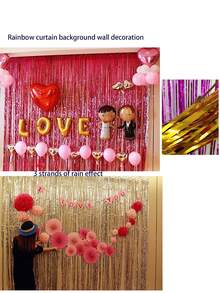 2pcs 3.2ft X 6.5ft Foil Curtain Decorations,Champagne Gold Tinsel Foil Fringe Curtains Streamers Backdrop For Birthday Graduation Wedding Engagement Bridal Shower Bachelorette Holiday Party Christmas Decoration