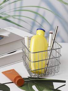 1pc Iron Square Desktop Storage Organizer Basket, Available In Multiple Sizes, For Kitchen Fruit & Vegetable, Makeup Cosmetics, Coffee Capsules, Office Supplies, Back To School Student Gift - Multicolor - View 10