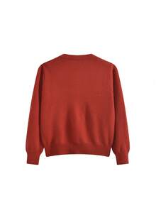 韩版蝴蝶结设计红色针织开衫女款甜美青春秋冬新款 - 紅色 - 查看 2