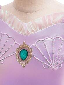 Abito per Cosplay di Festa per Ragazze Giovani, Adatto Per Il Design di Mermaid Hem Con Dettagli A Pannelli e Volant - Viola - Visualizzare 5