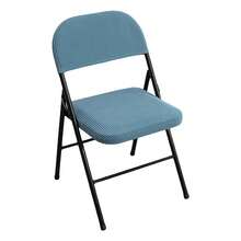 Folding Dining Chair Seat And Back Cover Set Solid Color Jacquard Stretch Chair Slipcover Home Decoration - Sky Blue - View 5