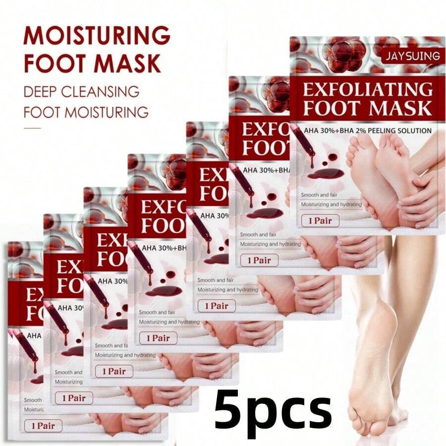 5pcs Salicylic Acid Foot Peeling Mask, Nourishes, Softens Skin, Removes Calluses And Dead Skin, Moisturizes