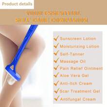 1pc Folding Back Lotion Applicator, 18.31 Inch Long Handle, Sunscreen Moisturizer Body Massager Roller, Detachable Travel Friendly, 2025 New Design