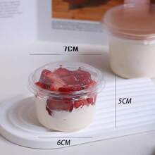 10pcs Reusable Cake Cups With Lids, Durable Non-Breakable Yogurt, Coconut Milk, Pudding, Oatmeal Cups, Cream Cake Boxes, Transparent Dessert Cups, Suitable For Cakes, Mousses, Cupcakes, Ice Cream, 6.5*7.5cm/5*6cm Two Sizes