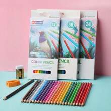 12/24 Colors Wooden Oil-Based Colored Pencils Set, Painting, Drawing And Coloring Tools Suitable For Students, Office, School, Sketching, Students, Markers, Stationery, Boys, Girls, School Supplies