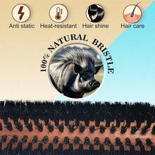 VENDAD-100 Boar Bristles Round Brush For Hair Styling Profional SalonGrade Volumizer With Heat Resistant Core Creates Shine Smoothn For All Hair Types Men Women Curly Thick Fine Wet Dry - RedBrown - View 4