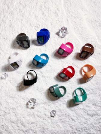 1pc Digital Ring Counter, Convenient Hand Press Finger Tally Counter Stress Relief, Ramadan Electronic Counter, Colorful Silent Mini Counter For Men & Women