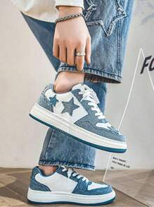 New Casual Shoes Thick Sole Breathable Canvas Sneakers Retro Low-Top Shoes Star Pattern Skateboard Shoes Men Versatile Outdoor Sports Shoes