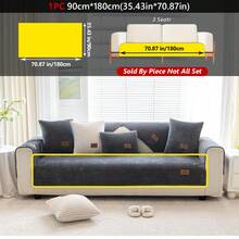 1PC Minimalist Velvet Straight Striped Plush Sofa Cushion – Pet-Friendly, Non-Slip, Fits 1/2/3/4-Seater Modular Sofas. Sofa Cover Protector For Living Room & Home Furniture, Decorative Cover With Label Design For A Premium Look.