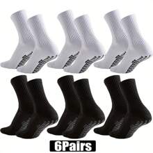 6 paia di calzini unisex antiscivolo da calcio con puntini adesivi, calzini sportivi con fondo spesso in spugna, adatti per corsa, calcio, basket, fitness